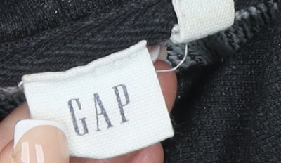 GAP Womens Black XS Pullover Hoodie Cotton Blend Logo Jumper