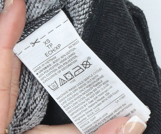 GAP Womens Black XS Pullover Hoodie Cotton Blend Logo Jumper