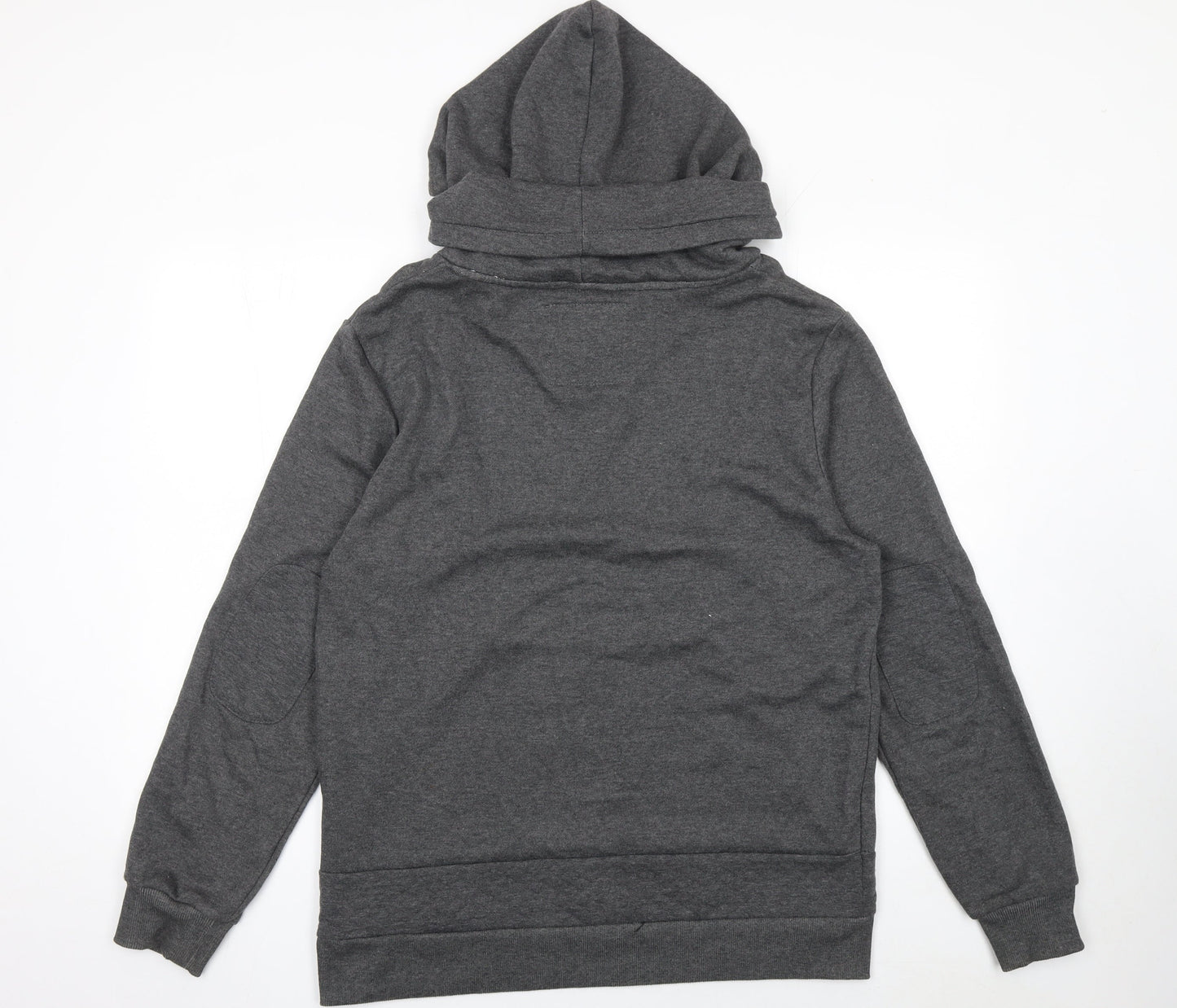Shades of Black Men’s Grey Pullover Hoodie Size L High Neck Zip Detail