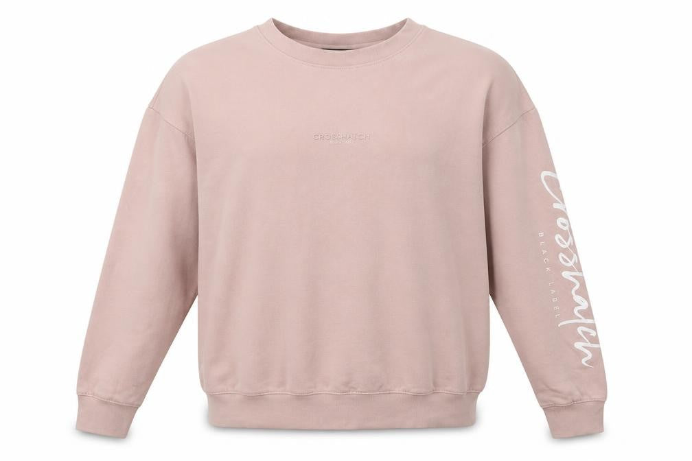 Crosshatch Men’s Pink XL Pullover Sweatshirt Crew Neck Logo Print