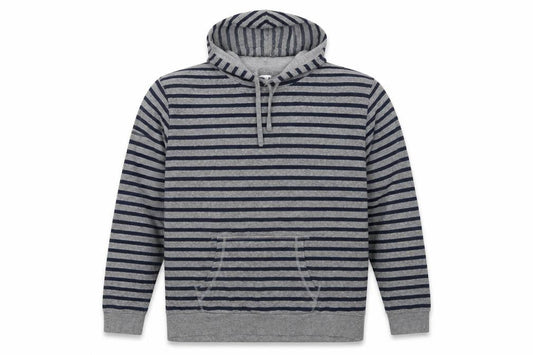 The Basics Men’s Grey Striped Pullover Hoodie 2XL Regular Fit