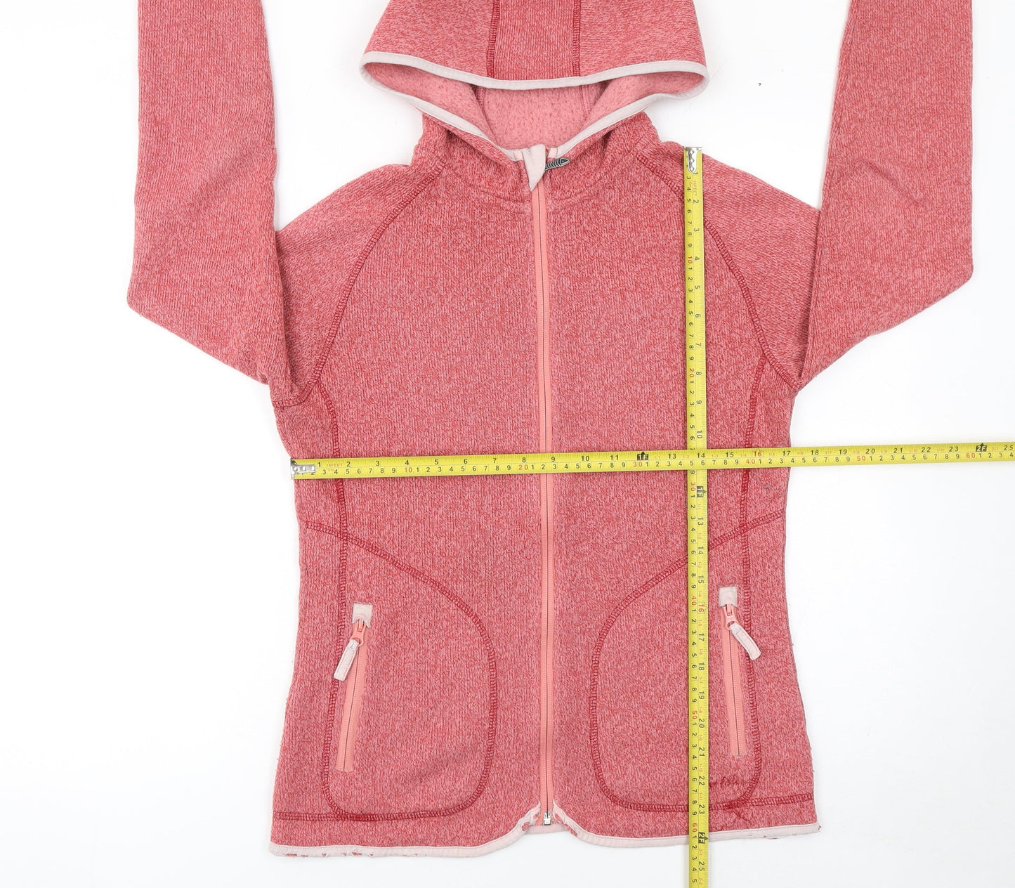 Weird Fish Womens Pink Hooded Full Zip Fleece Jacket Size 10