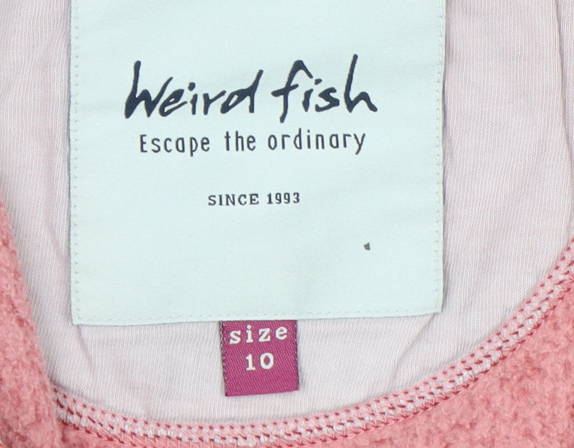 Weird Fish Womens Pink Hooded Full Zip Fleece Jacket Size 10