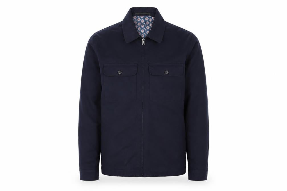 Next Men's Blue XS Cotton Blend Zip-Up Twill Jacket