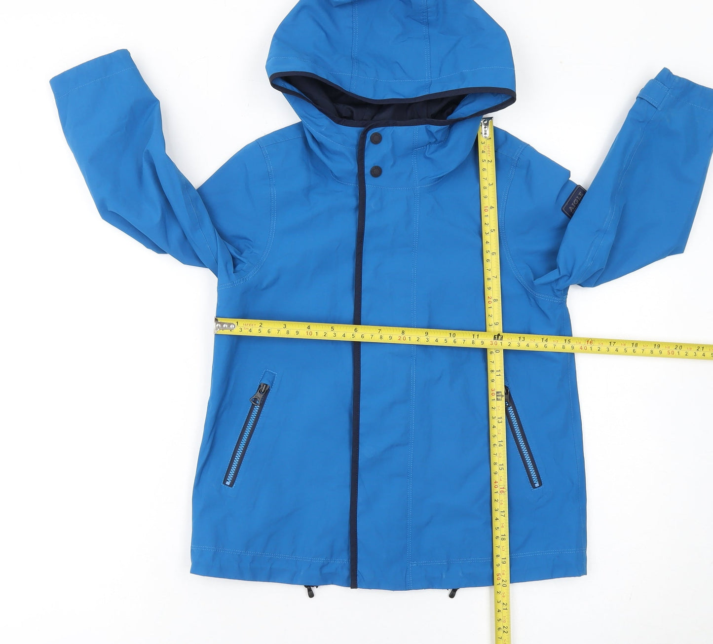 Aigle Boys Blue Waterproof Hooded Rain Coat 6 Years Mid-Length Jacket