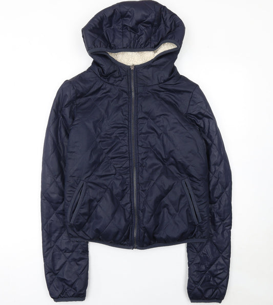 Vero Moda Jeans Women's Blue Quilted Hooded Jacket Size S