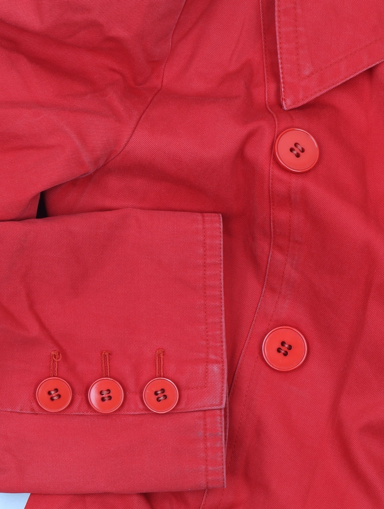 Hanae Mori Vivid Red Women's Long Cotton Trench Coat Size 6
