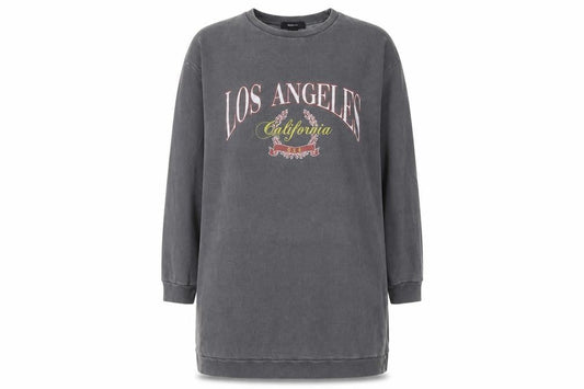 Forever 21 Women Grey Cotton Los Angeles Graphic T-Shirt Dress Size 20
