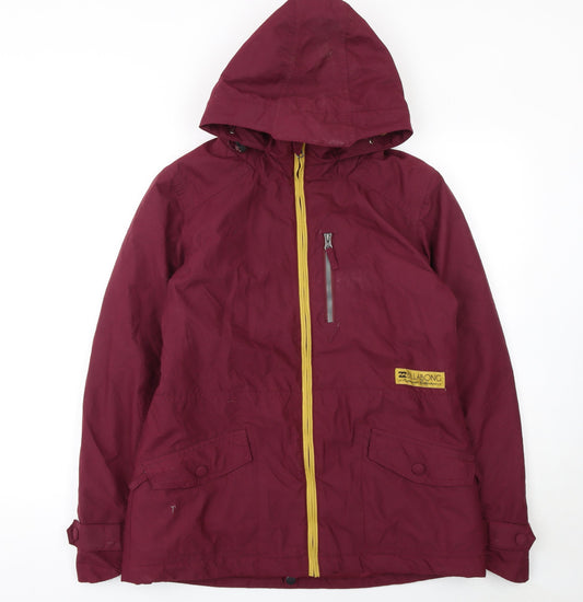 Billabong Womens Burgundy Hooded Waterproof Parka Jacket Size L