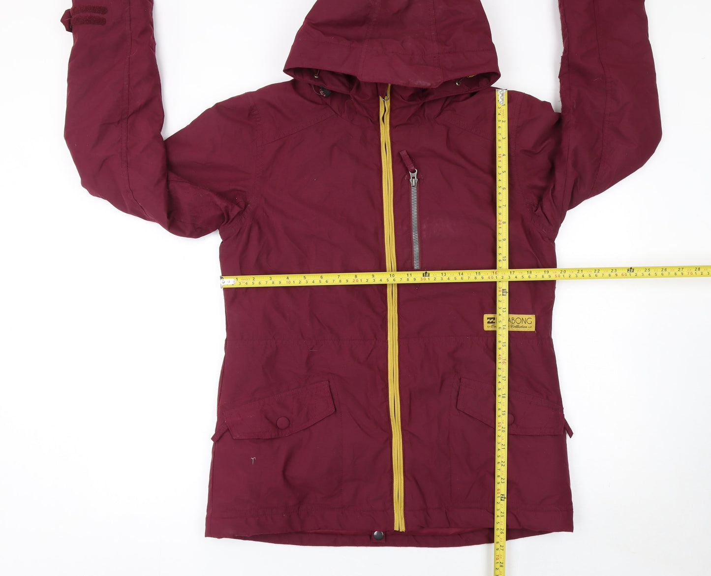 Billabong Womens Burgundy Hooded Waterproof Parka Jacket Size L