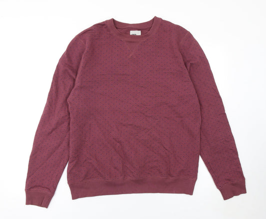 ASOS Men's Red Polka Dot Cotton Crew Neck Sweatshirt Size L
