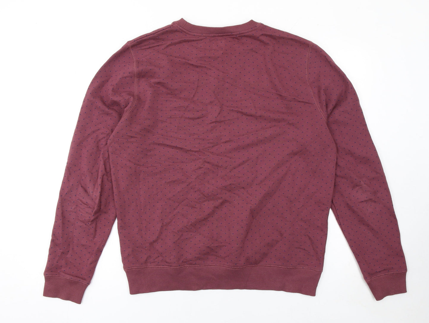 ASOS Men's Red Polka Dot Cotton Crew Neck Sweatshirt Size L