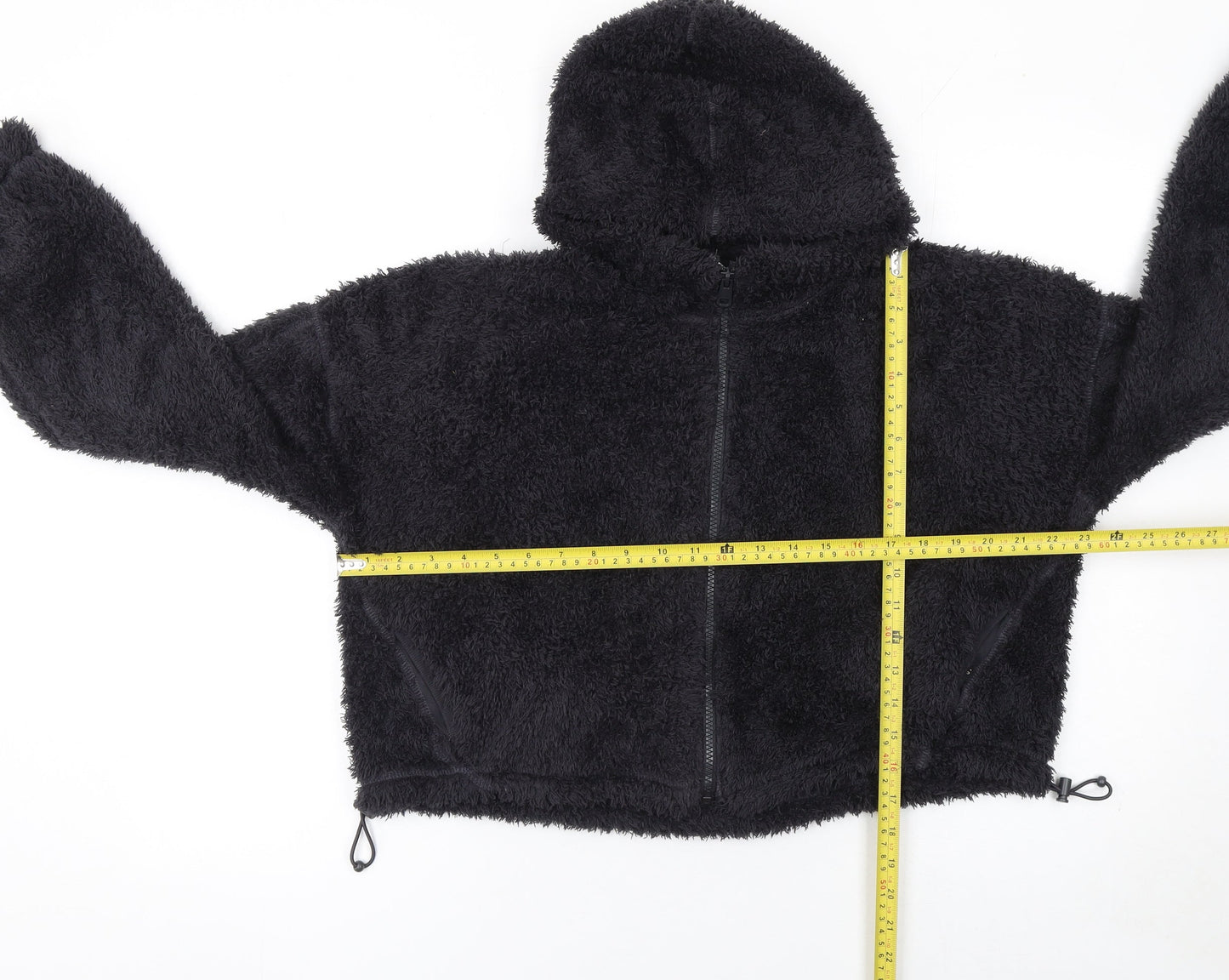 Marks and Spencer Women's Black Cropped Fleece Zip Hooded Jacket M
