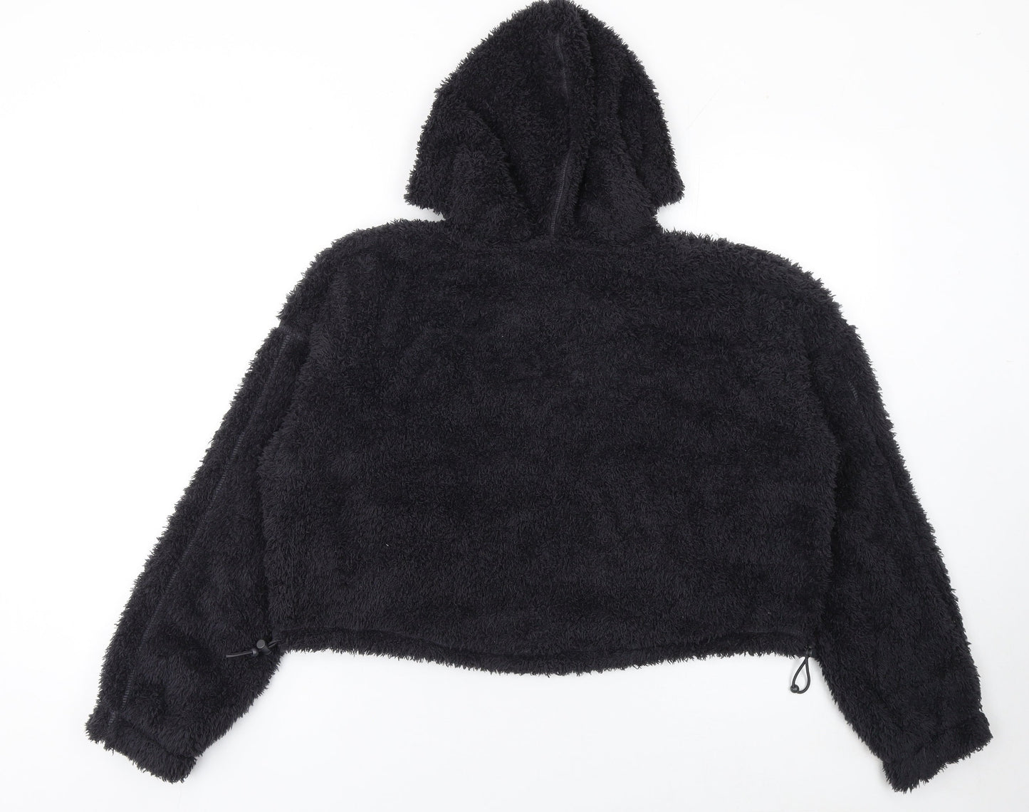 Marks and Spencer Women's Black Cropped Fleece Zip Hooded Jacket M