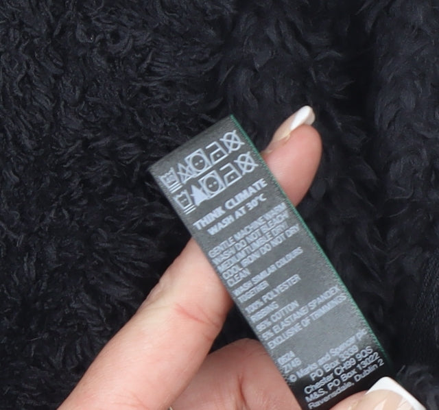 Marks and Spencer Women's Black Cropped Fleece Zip Hooded Jacket M