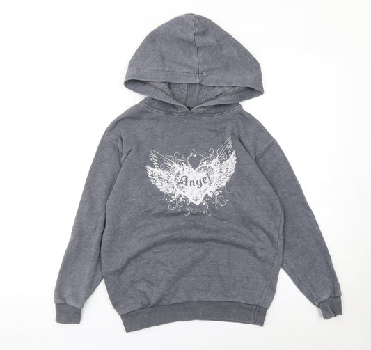 New Look Girls Grey Angel Pullover Hoodie 9 Years Hooded Sweatshirt