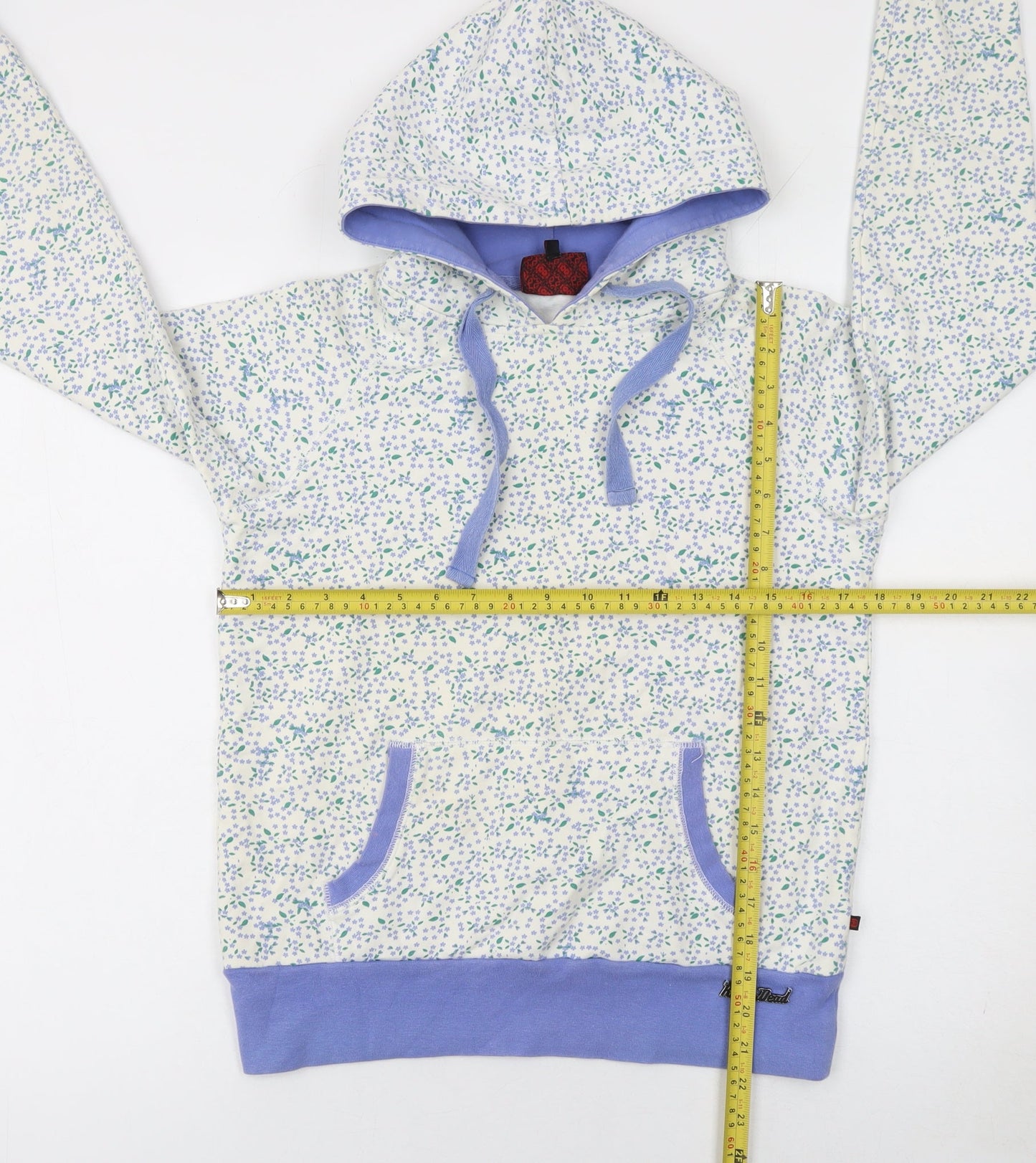 Red or Dead Women's Blue Floral Pullover Hoodie Medium