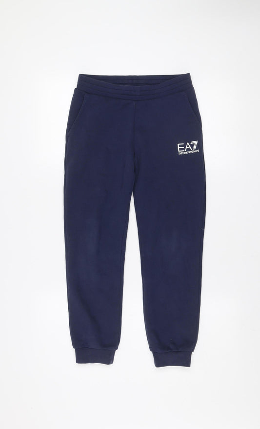 Emporio Armani Boys Blue EA7 Jogger Trousers 10 Years Cotton Blend