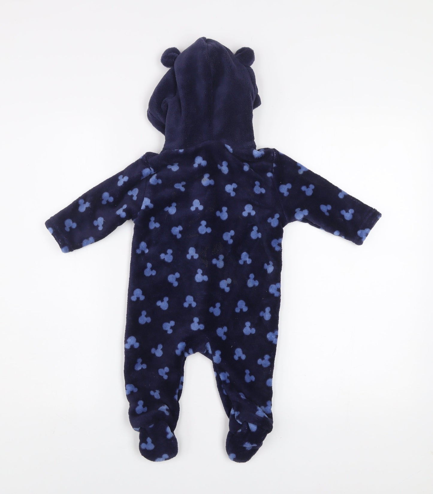 Disney Baby Blue Fleece Mickey Mouse Hooded One Piece Sleepsuit 9 Months