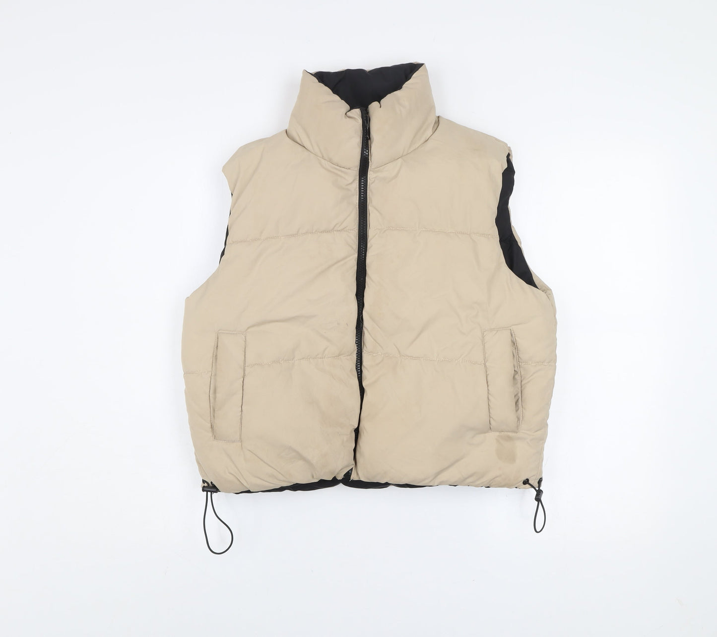 Brave Soul Womens Beige Puffer Waistcoat XS UK 8 Lightweight Zip Vest