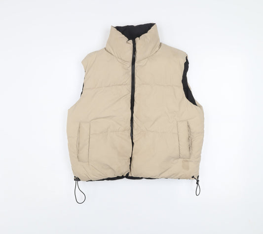 Brave Soul Womens Beige Puffer Waistcoat XS UK 8 Lightweight Zip Vest