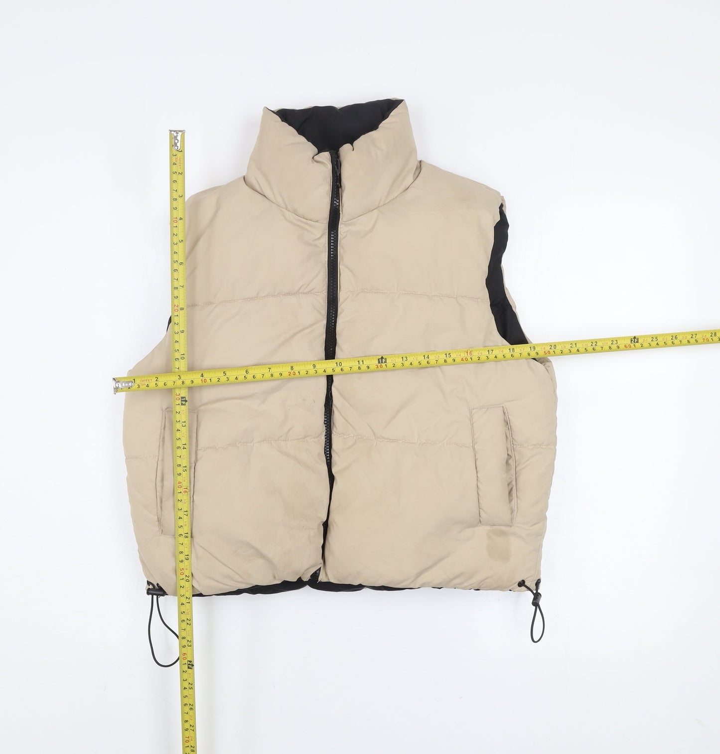 Brave Soul Womens Beige Puffer Waistcoat XS UK 8 Lightweight Zip Vest