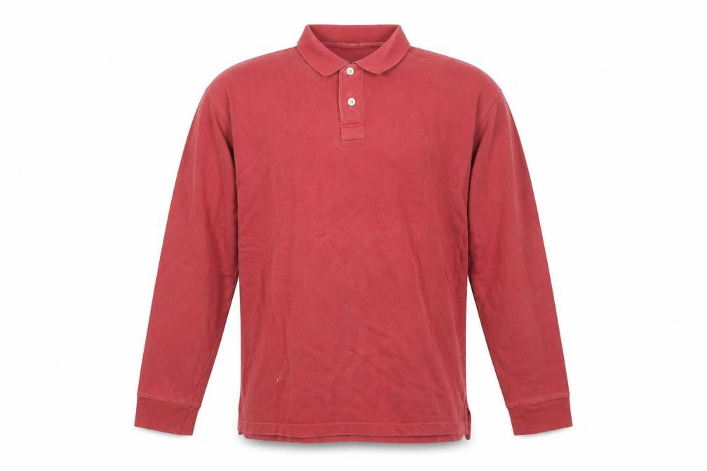 Racing Green Men's Red Long Sleeve Cotton Henley Sweatshirt Size L