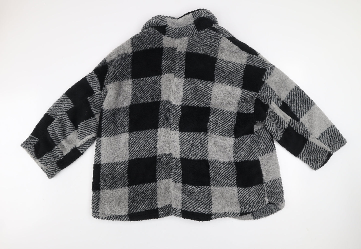SHEIN Curve Women’s Grey Check Fleece Button Jacket 2XL