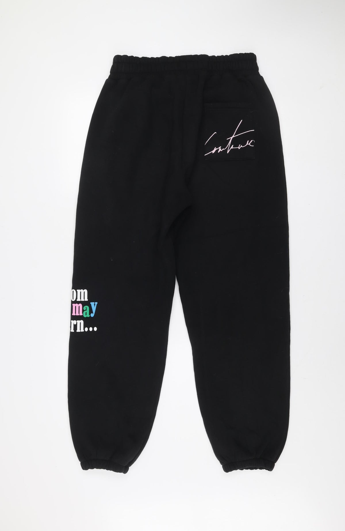 Couture Women’s Black Jogger Sweatpants Size 12 Elastic Waist Tapered Fit