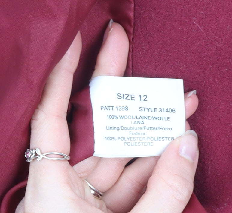 Windsmoor Womens Red Wool Overcoat Size 12 Classic Winter Coat