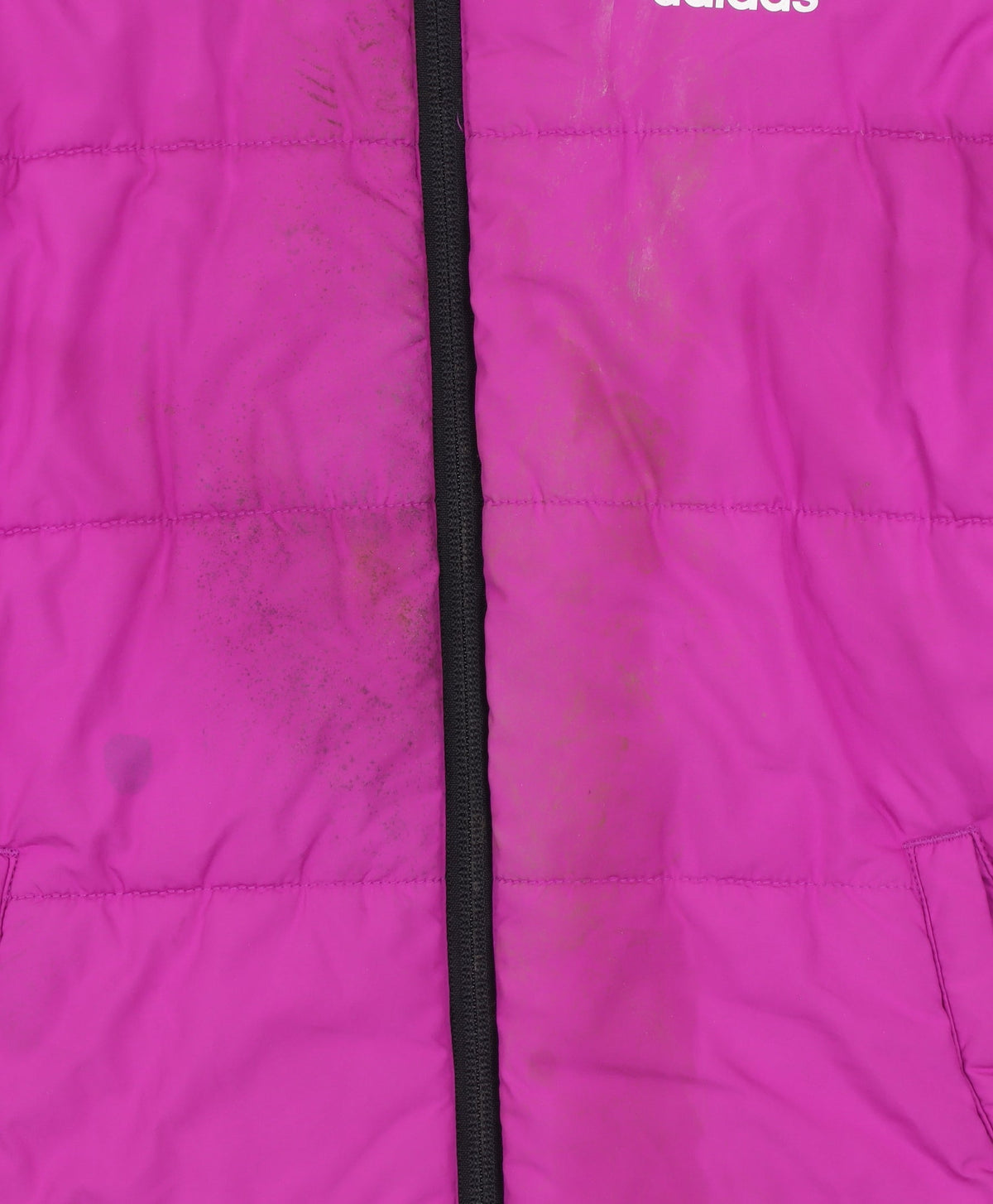 Adidas Girls Black & Pink Hooded Puffer Jacket 9-10 Years