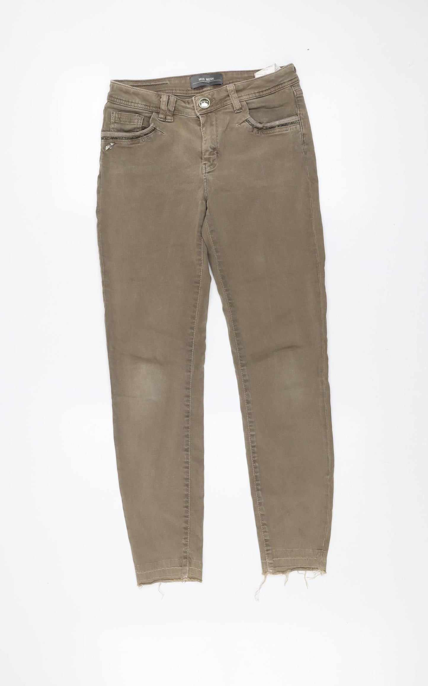 Mos Mosh Women's Beige Skinny Jeans Size 24 Slim Fit Mid Rise