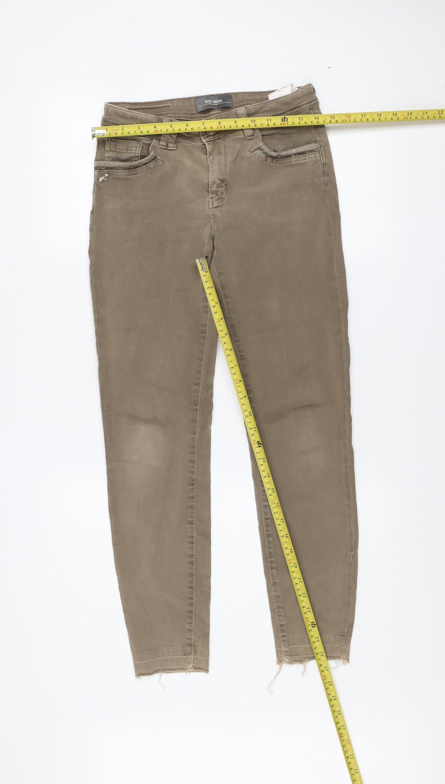 Mos Mosh Women's Beige Skinny Jeans Size 24 Slim Fit Mid Rise