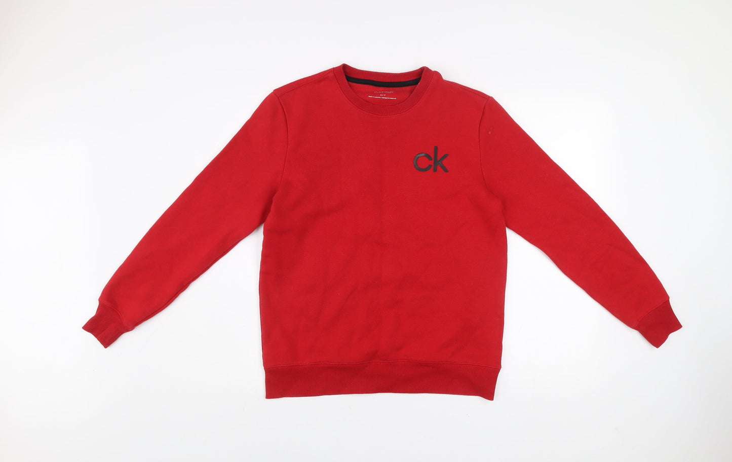 Calvin Klein Men's Red XS Pullover Sweatshirt Logo Crew Neck