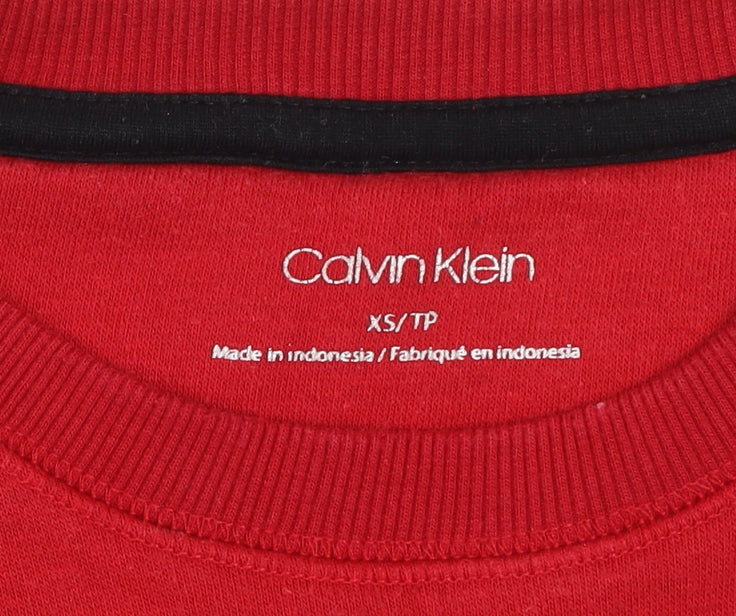 Calvin Klein Men's Red XS Pullover Sweatshirt Logo Crew Neck