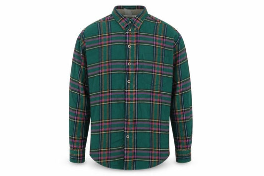 Haupt Men Green Plaid Button-Up Long Sleeve Cotton Shirt Size 41/42