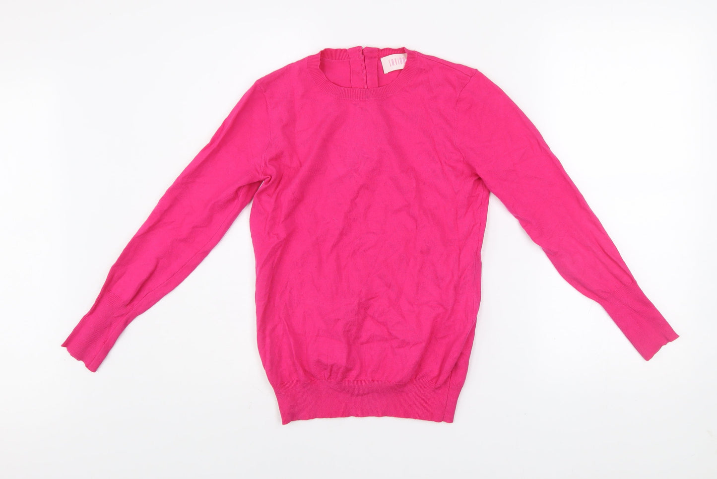 Savida Women's Pink XS Crew Neck Button Back Jumper