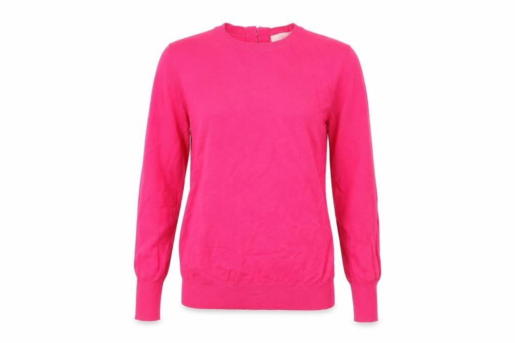Savida Women's Pink XS Crew Neck Button Back Jumper