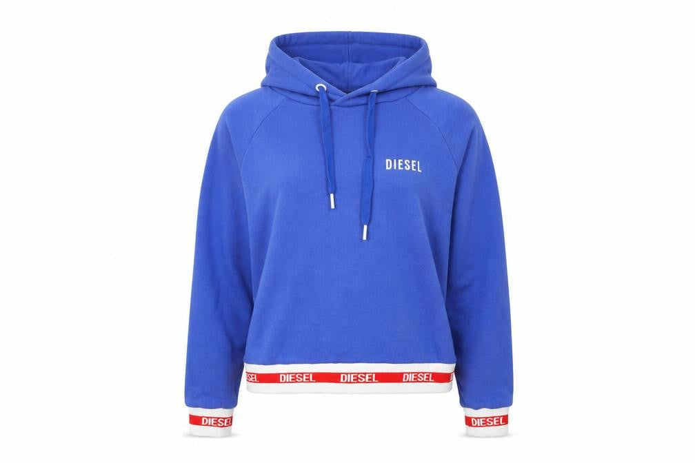 Diesel Women Blue Hooded Pullover Sweatshirt XS Cotton Blend