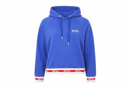 Diesel Women Blue Hooded Pullover Sweatshirt XS Cotton Blend