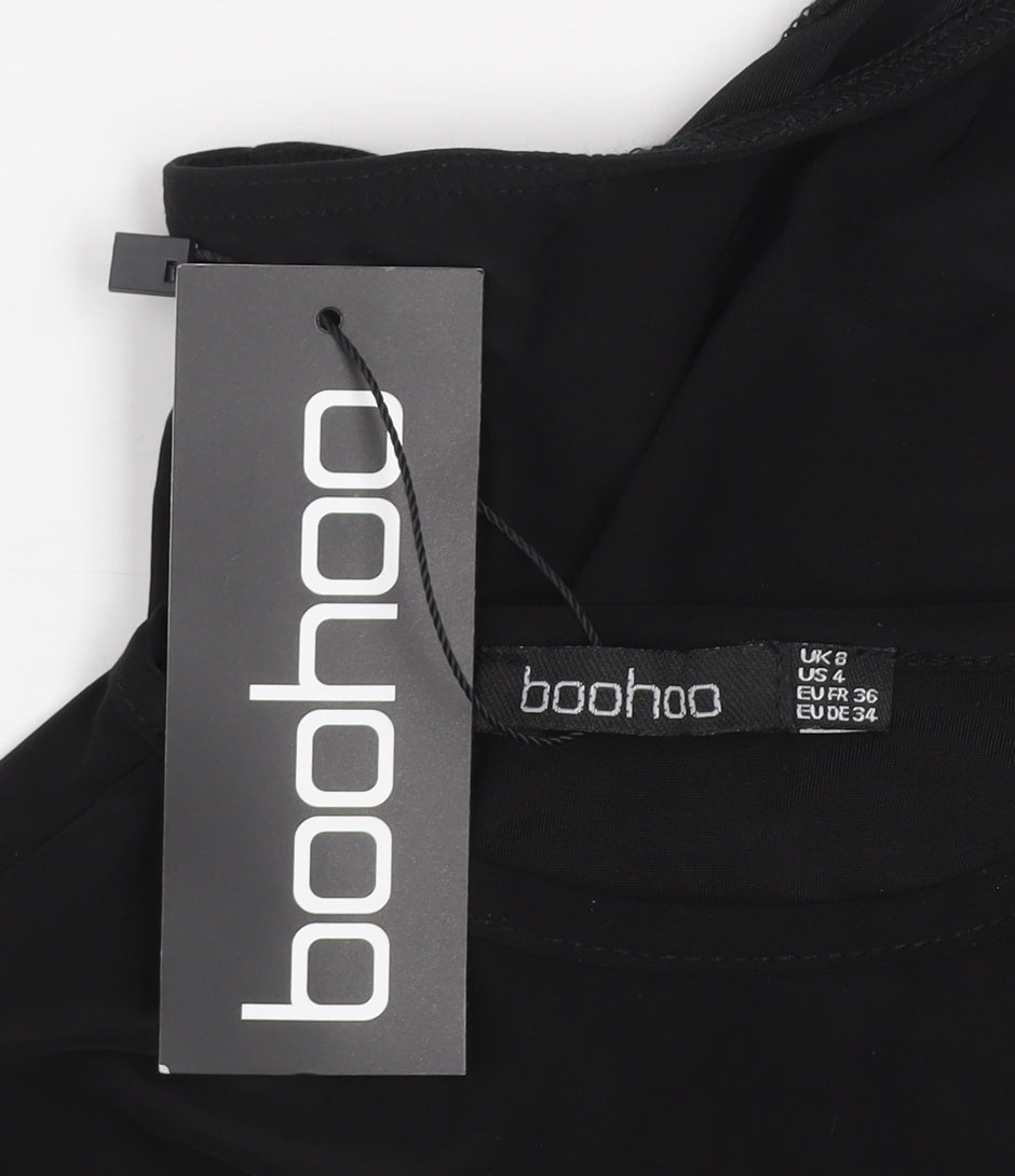 Boohoo Womens Black Long Sleeve Slim Fit Crew Neck Bodysuit UK 8