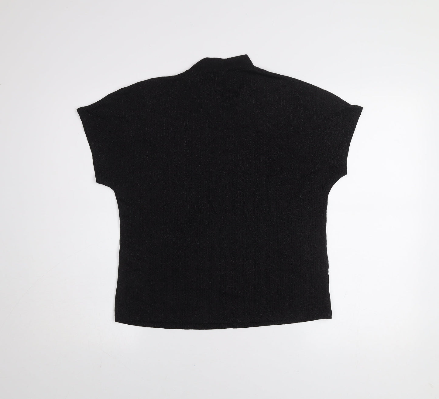 Jacqueline de Yong Womens Black Mock Neck Short Sleeve Top XS
