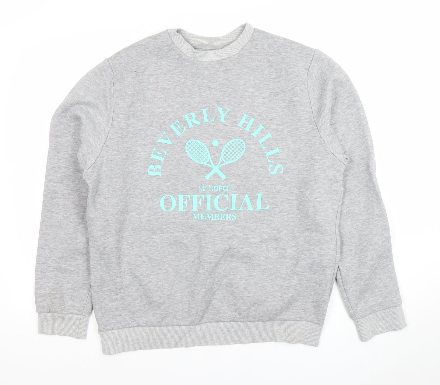 BoohooMAN Mens Grey Beverly Hills Logo Sweatshirt Size M
