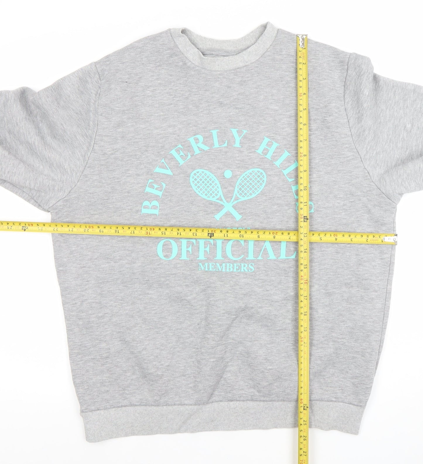 BoohooMAN Mens Grey Beverly Hills Logo Sweatshirt Size M
