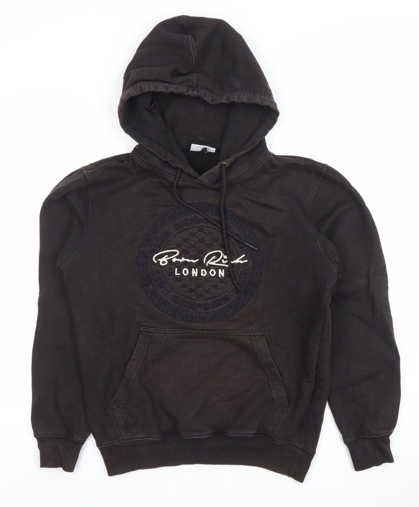 Born Rich London Black S Pullover Hoodie Cotton Blend Women's