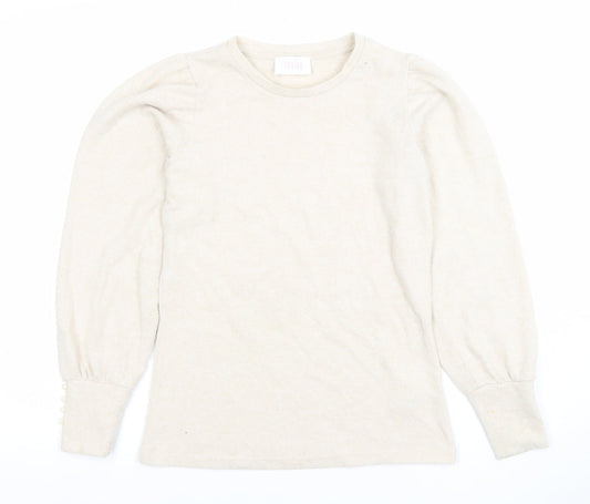 Savida Women’s Beige XS Puff Sleeve Crew Neck Knit Jumper