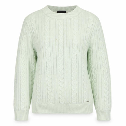 Diesel Women's Green Cable-Knit Crew Neck Jumper Size S