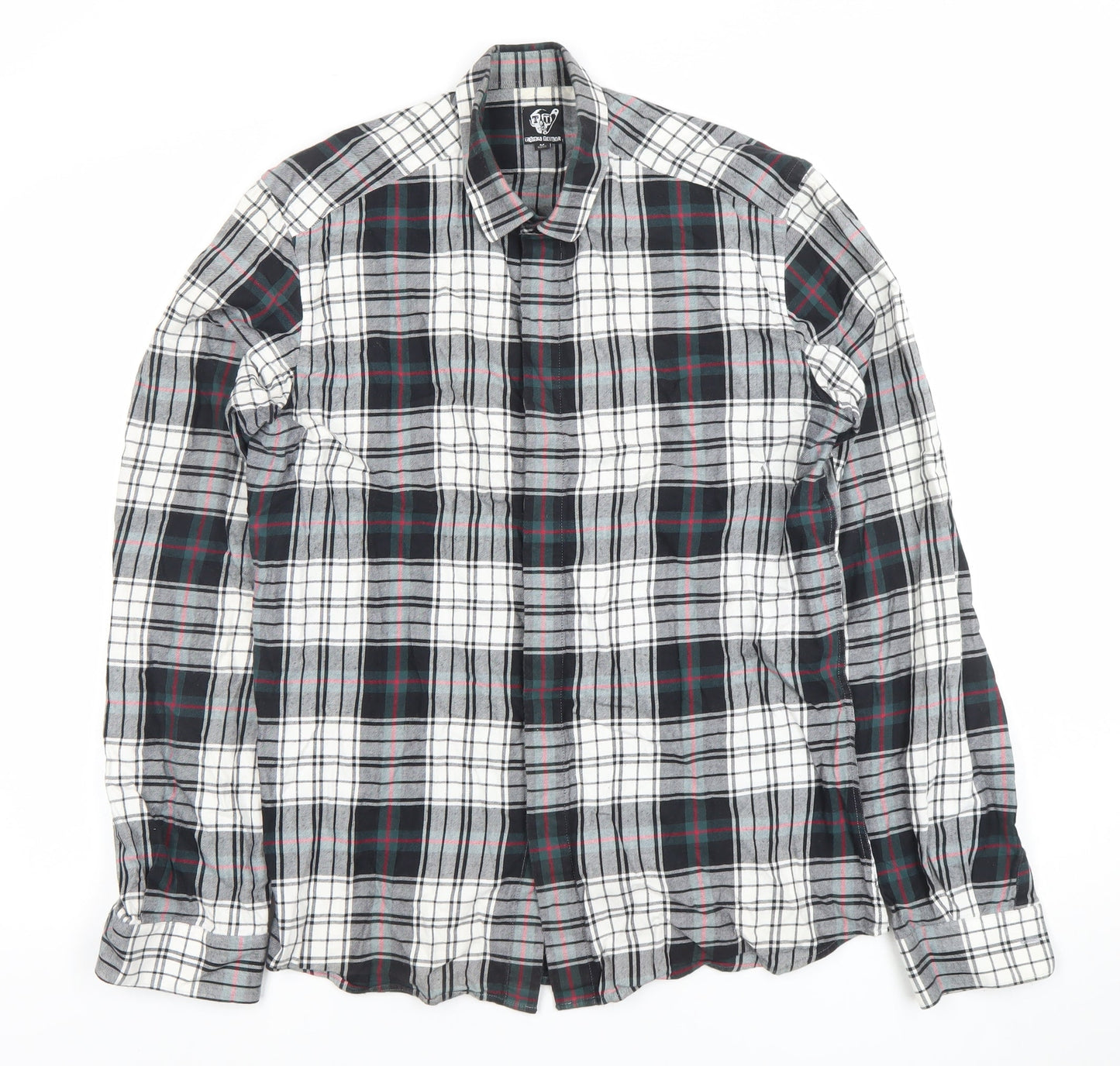 Etnies Limited Men Black Grey Plaid Button-Up Cotton Shirt M