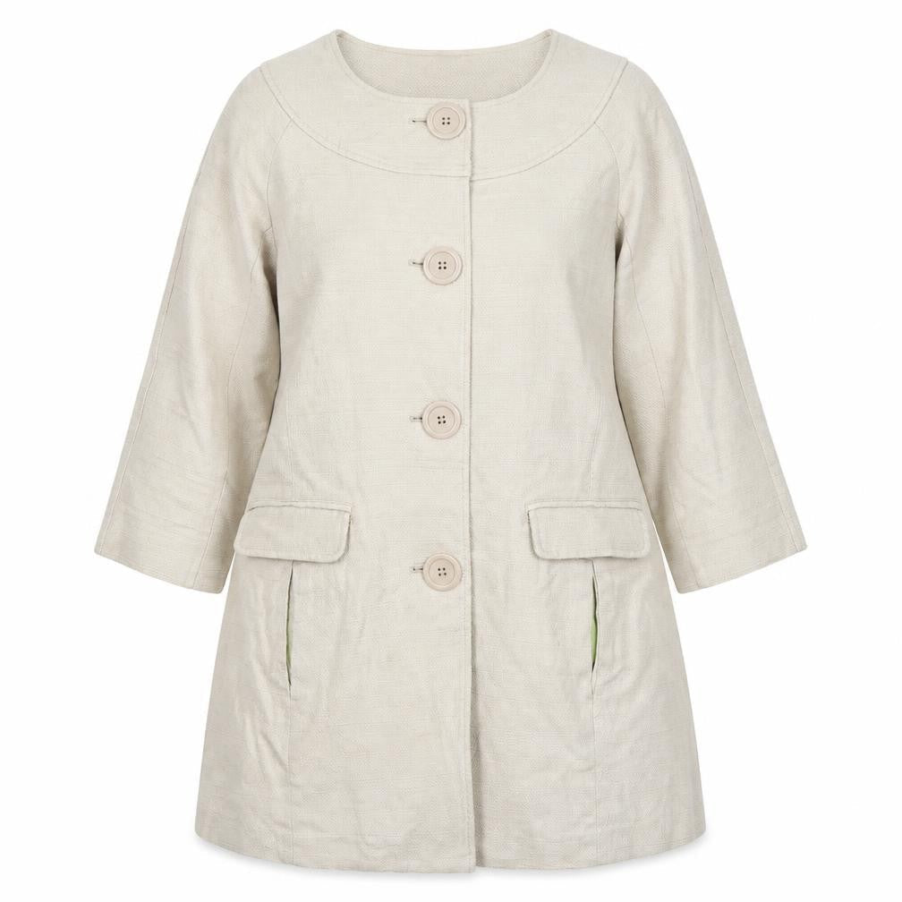Boden Womens Beige Cotton Mid-Length 3/4 Sleeve Coat UK 8