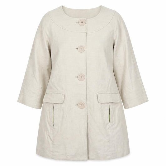Boden Womens Beige Cotton Mid-Length 3/4 Sleeve Coat UK 8